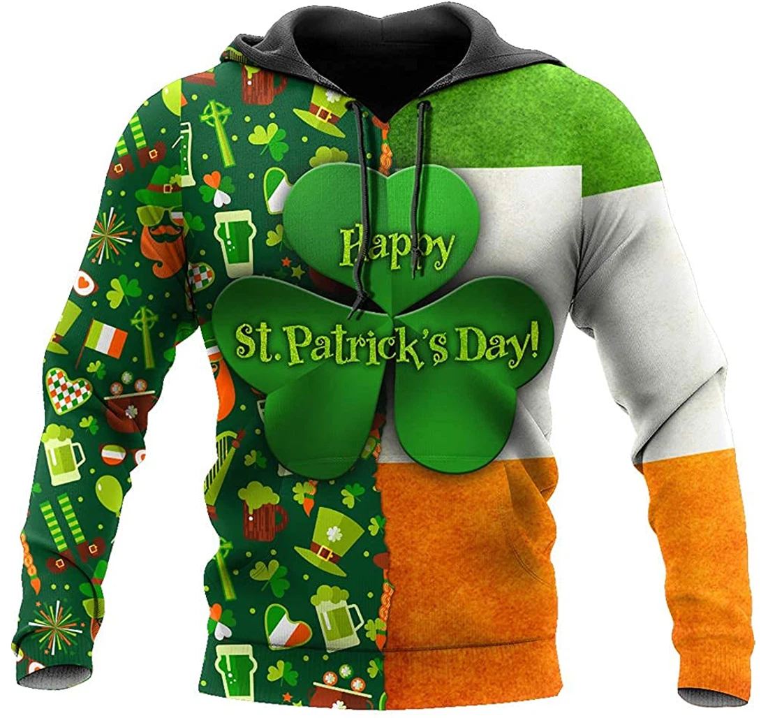 Irish St.patrick Day Pattern - 3D Printed Pullover Hoodie