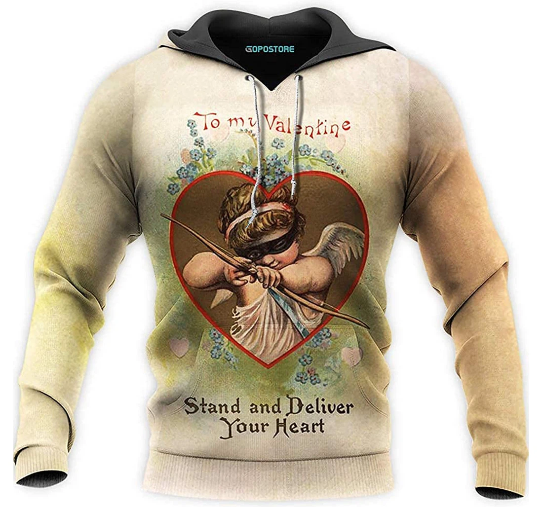 Personalized Happy Valentine Day Cupid - 3D Printed Pullover Hoodie