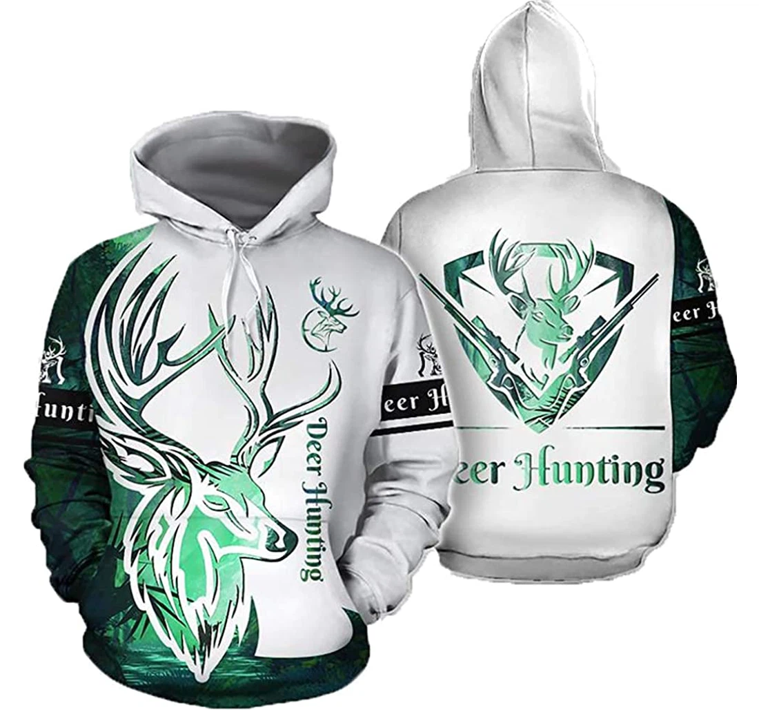 Personalized Deer Hunting Green - 3D Printed Pullover Hoodie