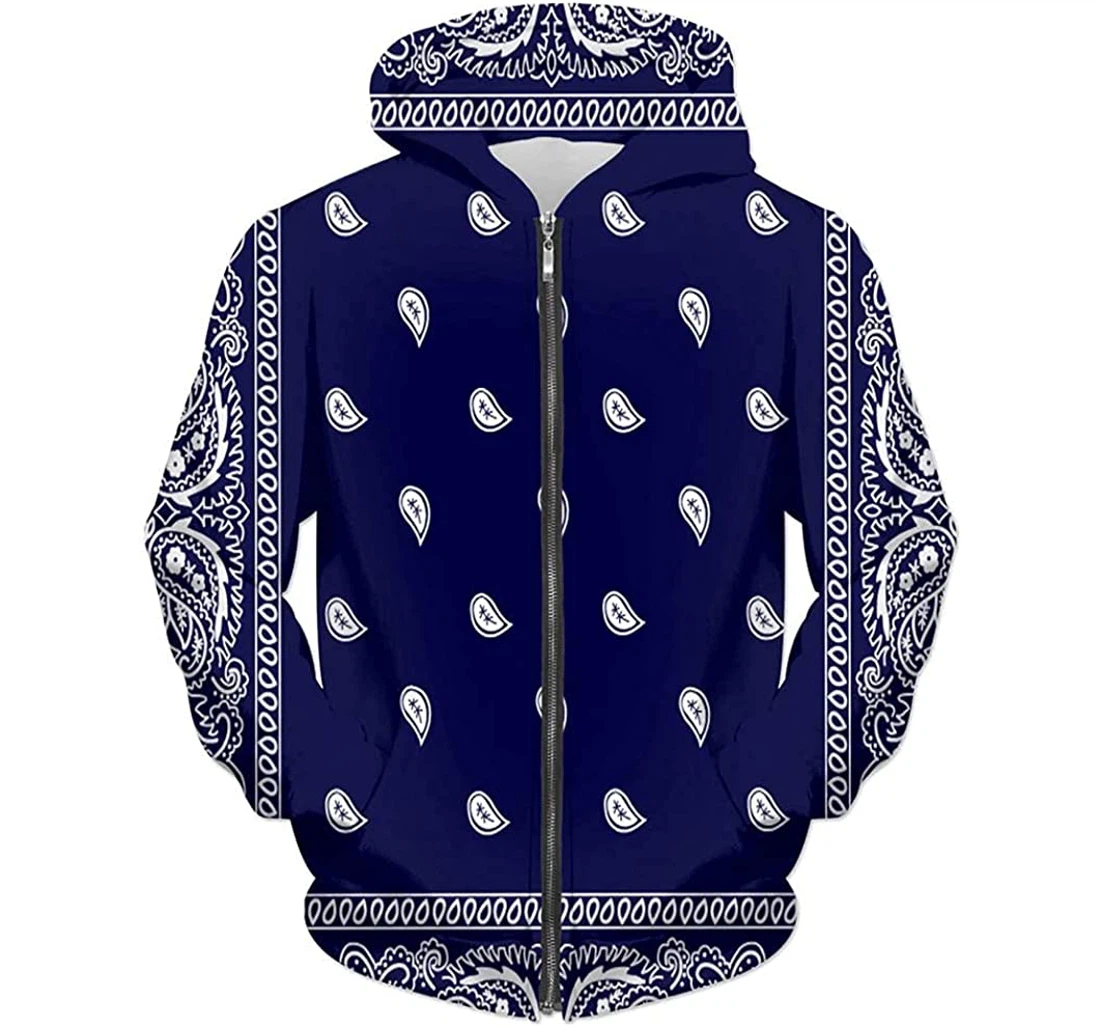 Zip Hoodie - Bandana Blue - 3D Printed