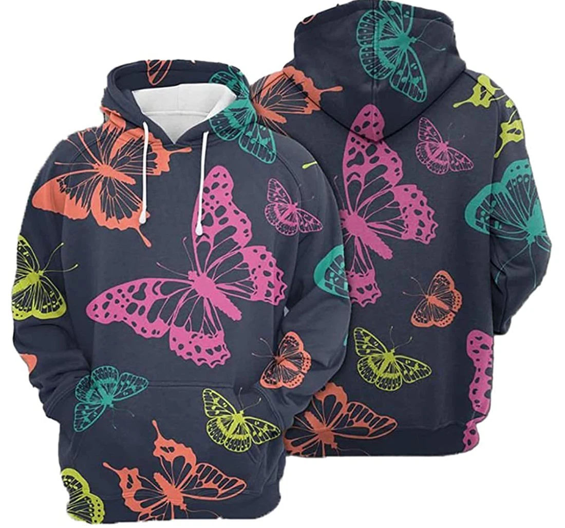 Colorful Butterfly - 3D Printed Pullover Hoodie
