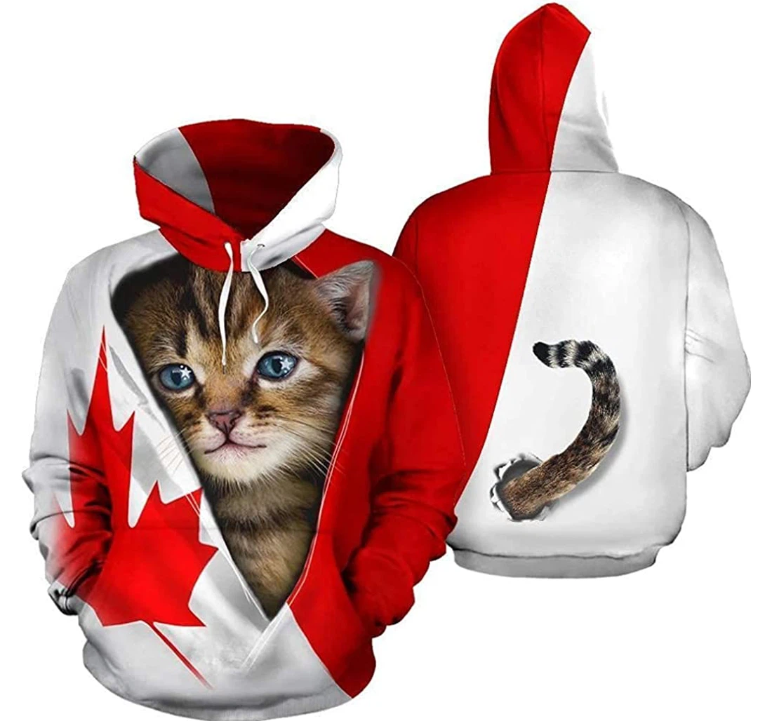 Canada Kitten Cat - 3D Printed Pullover Hoodie