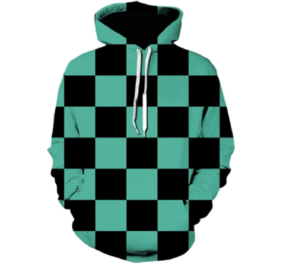 Green Plaid Unisexprinted - 3D Printed Pullover Hoodie