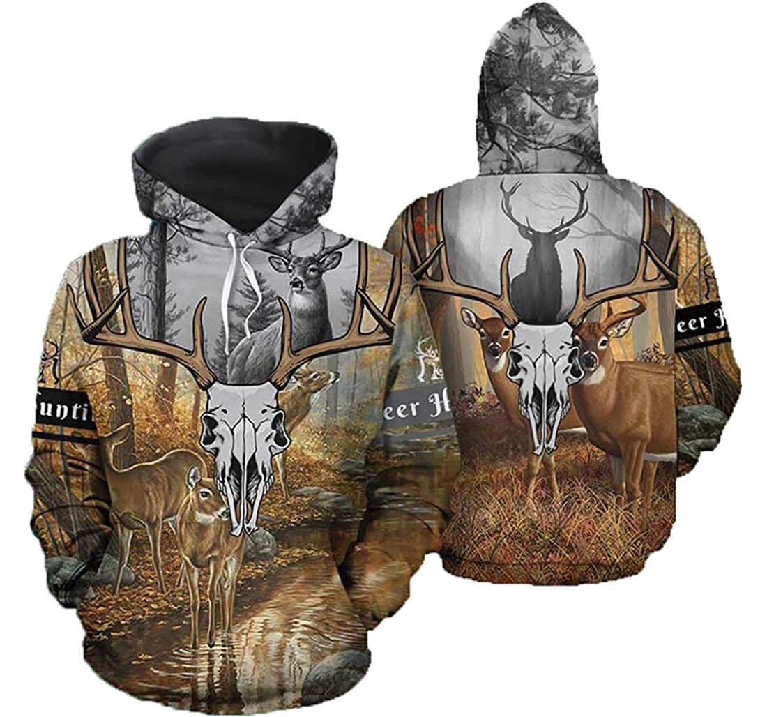 Hunting Deer Skull - 3D Printed Pullover Hoodie