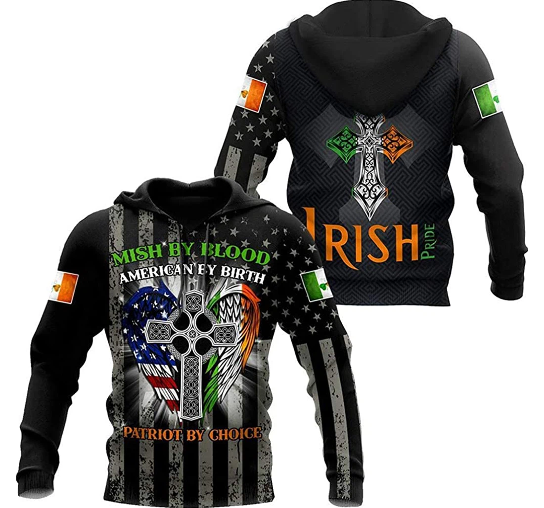 Irish St.patrick American Flag Irish Flag Tree Of Life - 3D Printed Pullover Hoodie