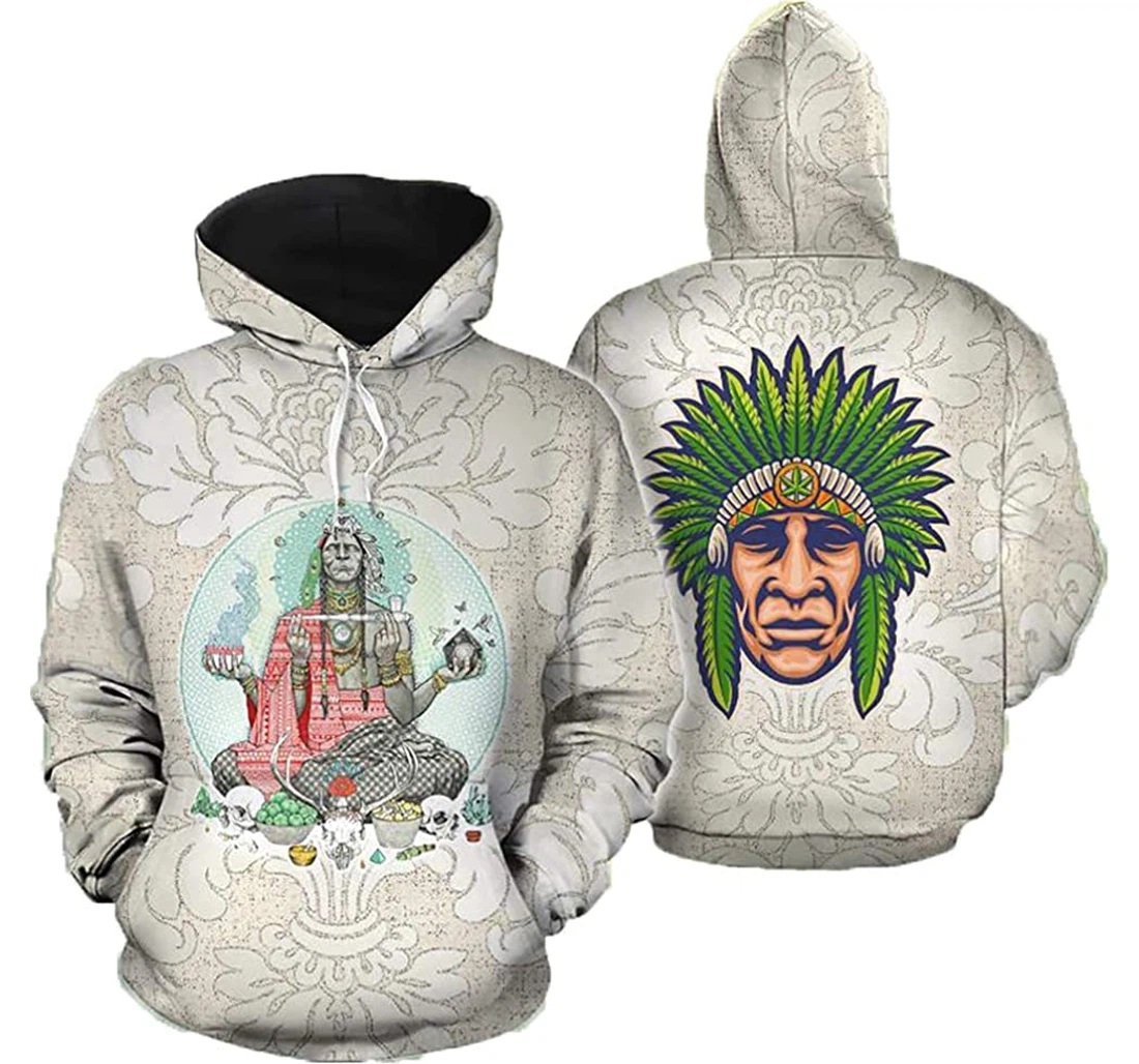 Indica Marijuana Tribe Marijuana Leaf Graphic - 3D Printed Pullover Hoodie