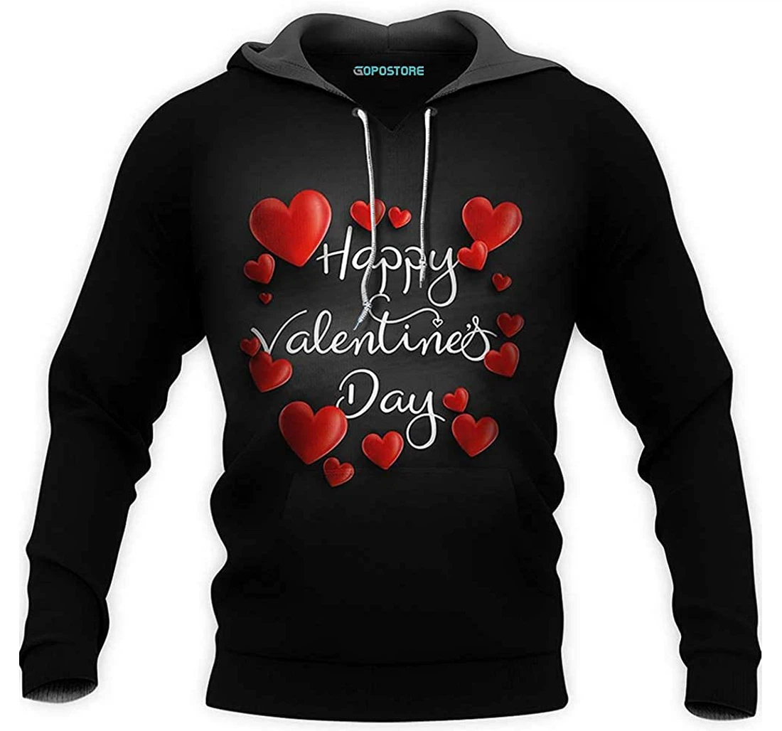 Personalized Happy Valentine Day - 3D Printed Pullover Hoodie