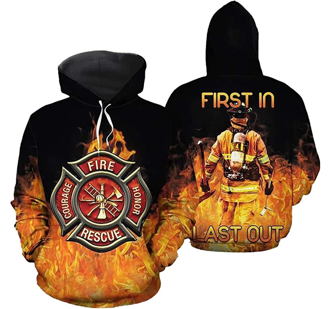 Firefighter Symbol First In Last Out - 3D Printed Pullover Hoodie