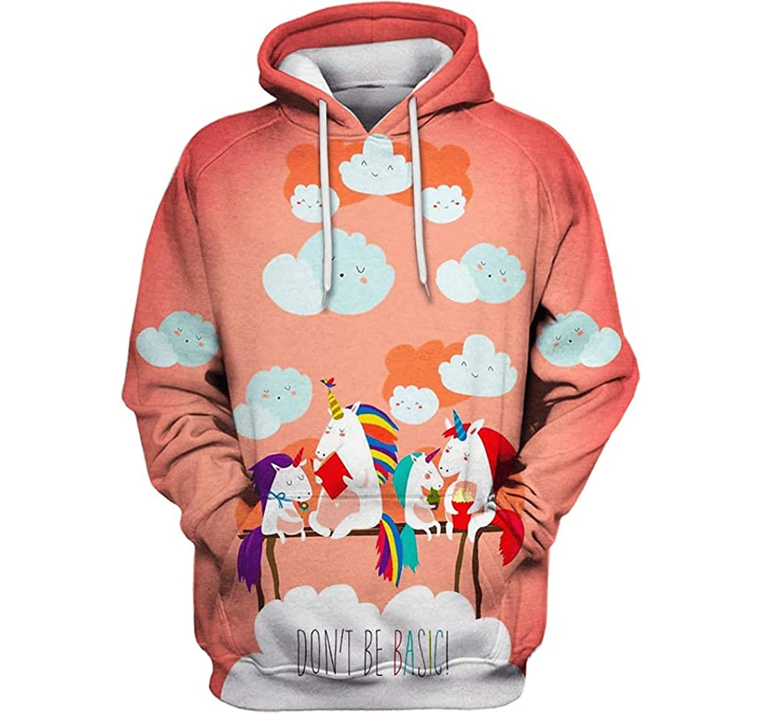 Unicorn Family Dont Be Basic - 3D Printed Pullover Hoodie