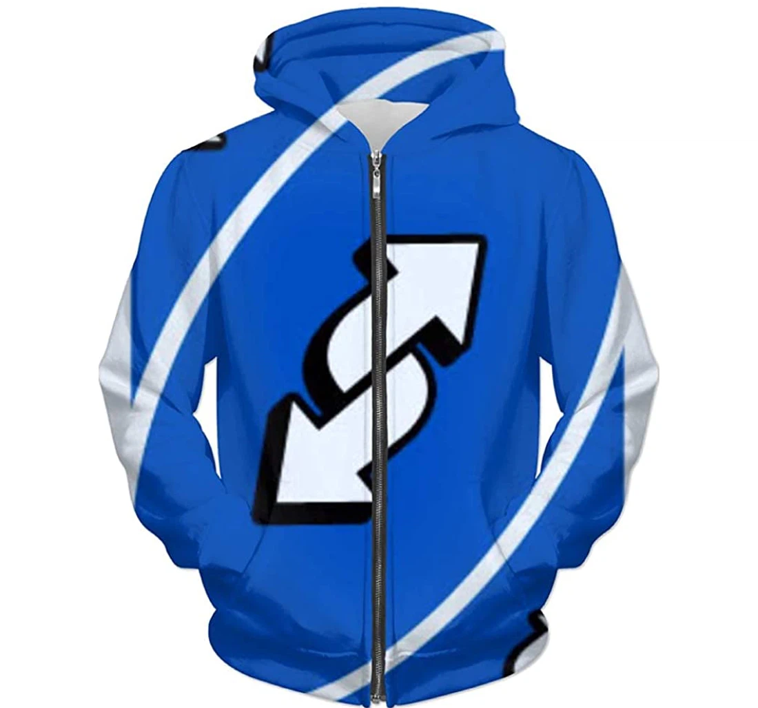 Zip Hoodie - Blue Reverse - 3D Printed