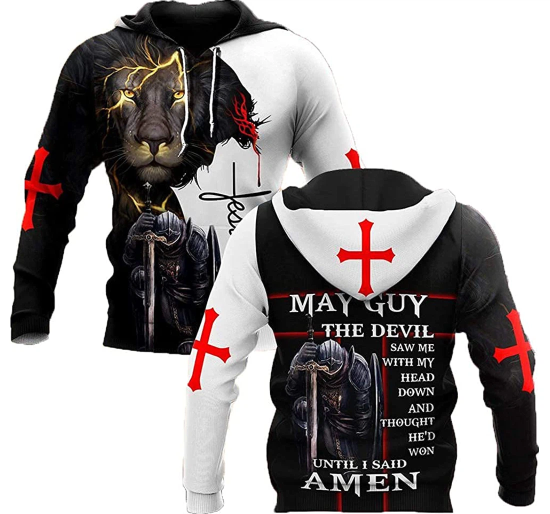 May Guy- Untill I Said Amen Lion God Knight - 3D Printed Pullover Hoodie