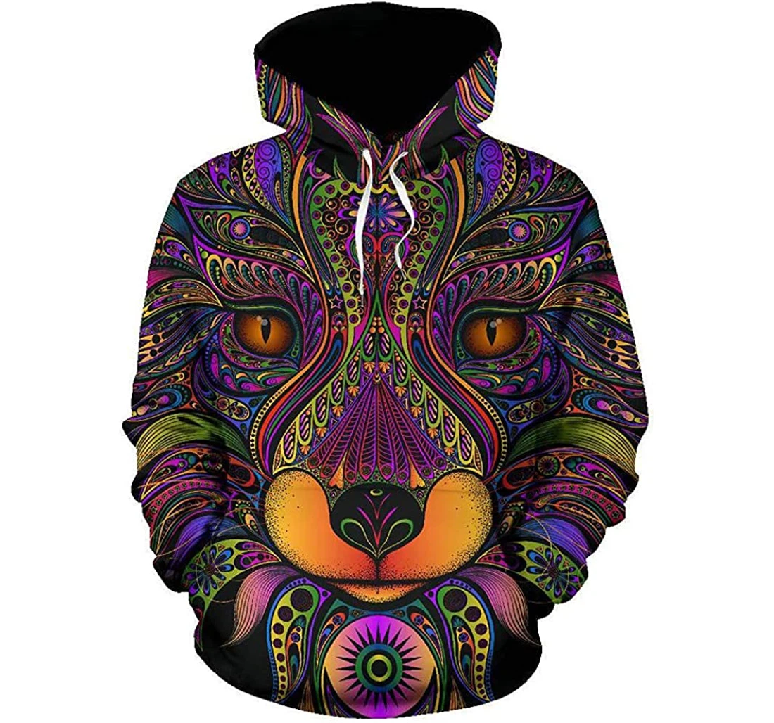 Psychedilic Fox - 3D Printed Pullover Hoodie