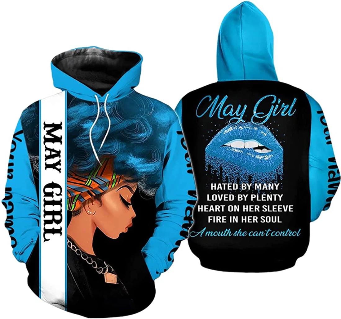 Personalized Name & Month May Girl Hated By Many - 3D Printed Pullover Hoodie