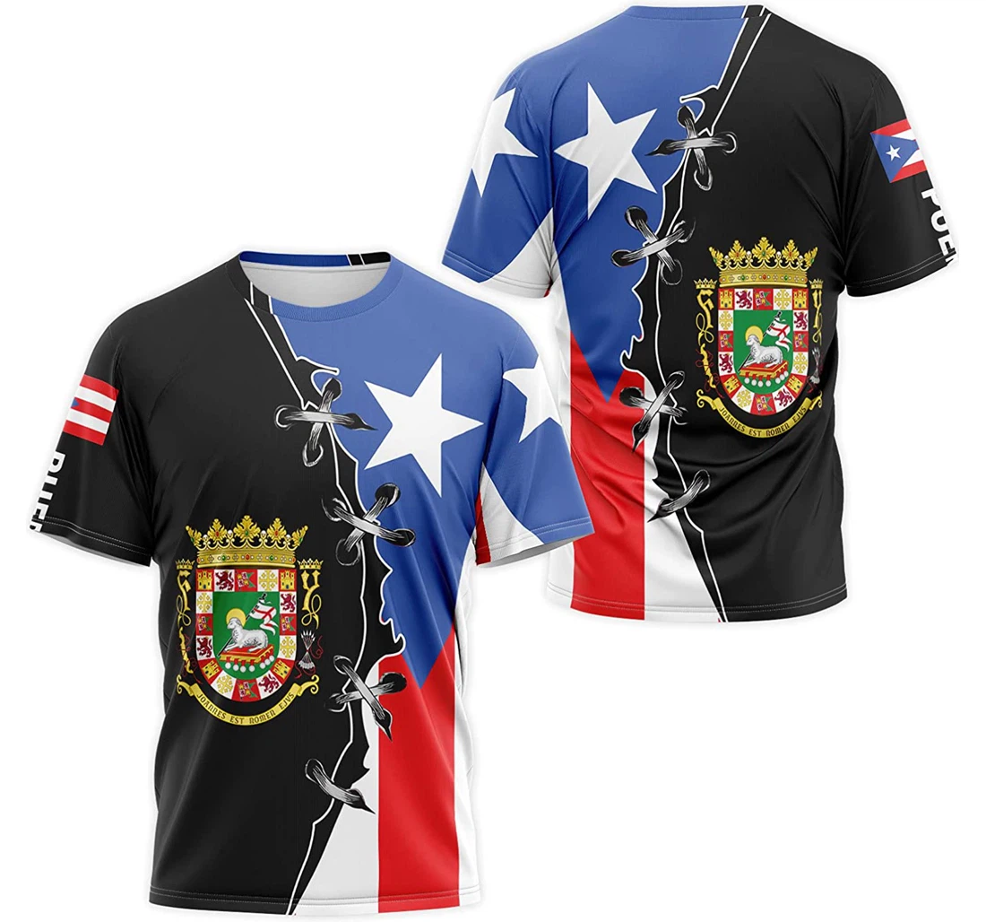 T-Shirt, Hoodie - Puerto Rico Coat Of Arms Flag 3D Printed