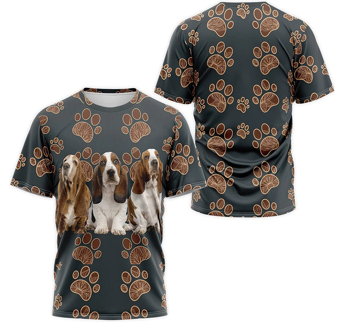 T-Shirt, Hoodie - Three Basset Hound Dog Paws 3D Printed