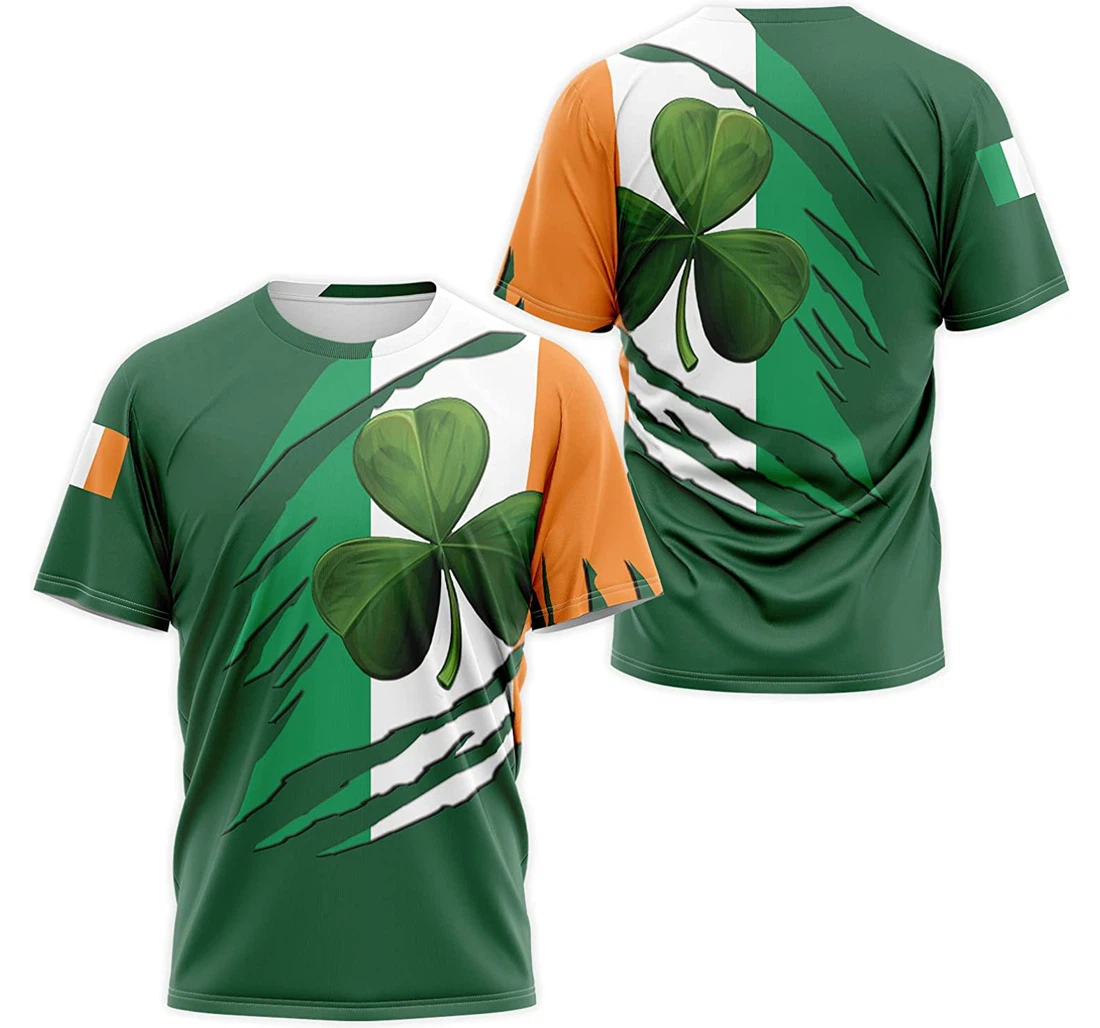 T-Shirt, Hoodie - Saint Patrick's Day Clover Ireland Flag 3D Printed