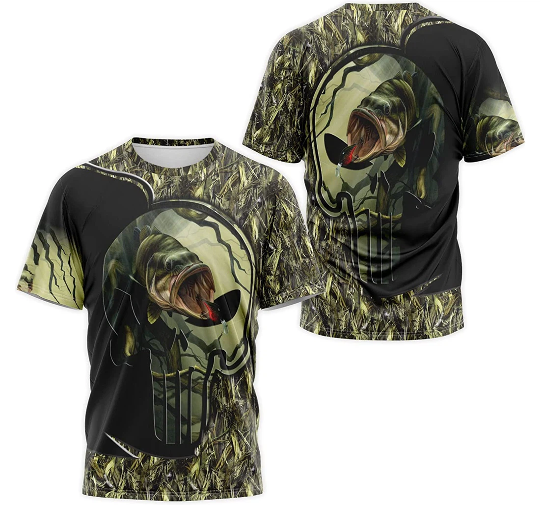 T-Shirt, Hoodie - Skull Bass Fishing Camo 3D Printed