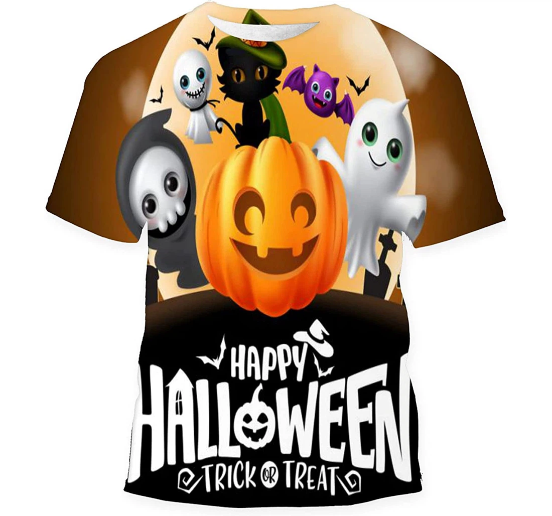 Halloween Background Template Happy Greeting - 3D Printed T-shirt, Long Sleeves Shirt