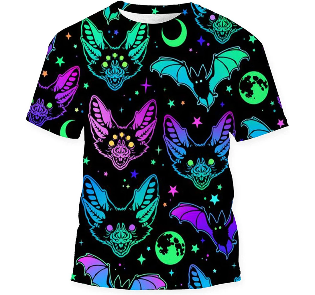 Multicolored Bright Bats - 3D Printed T-shirt, Long Sleeves Shirt