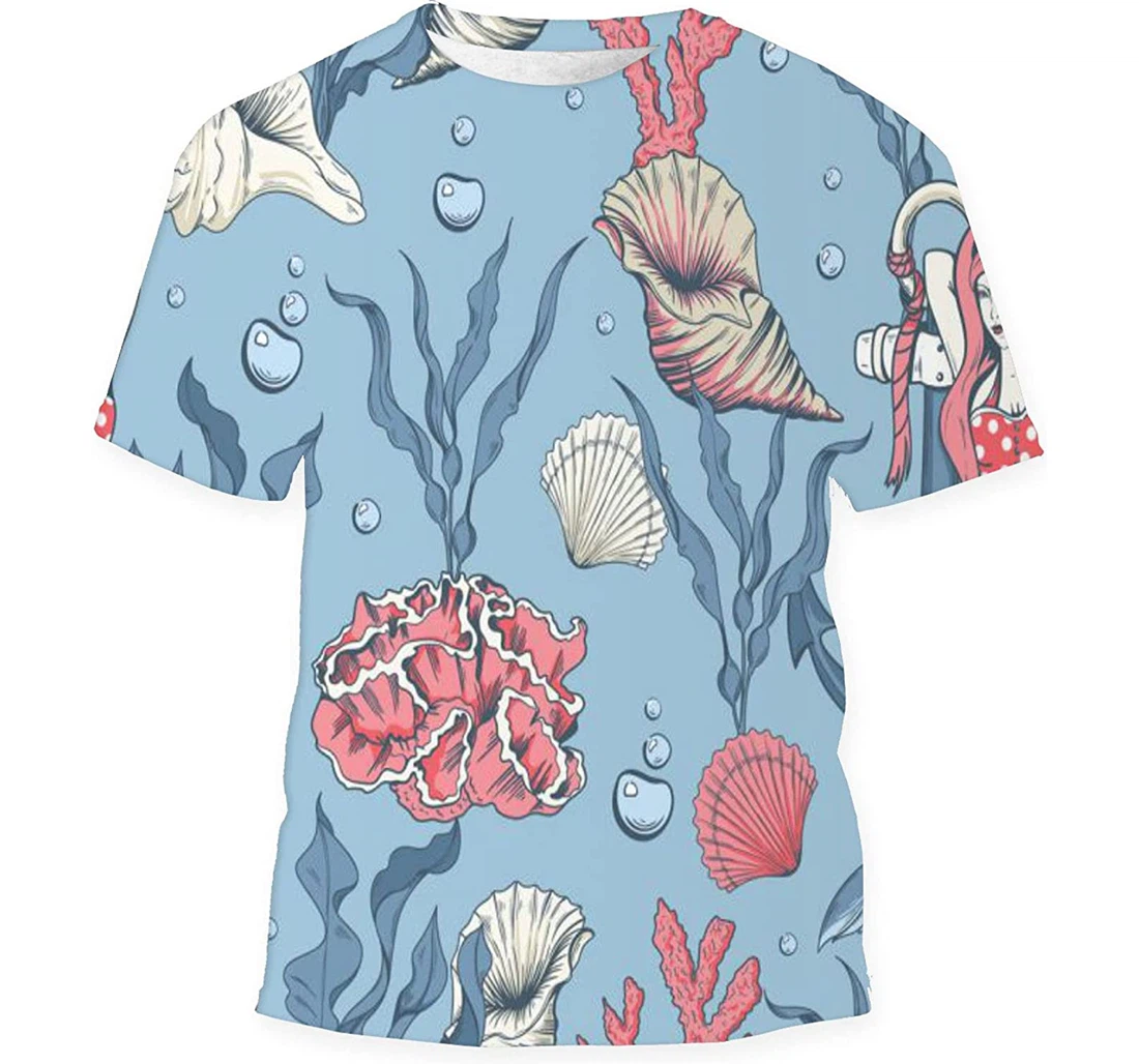 Underwater Vegetation Mermaid - 3D Printed T-shirt, Long Sleeves Shirt