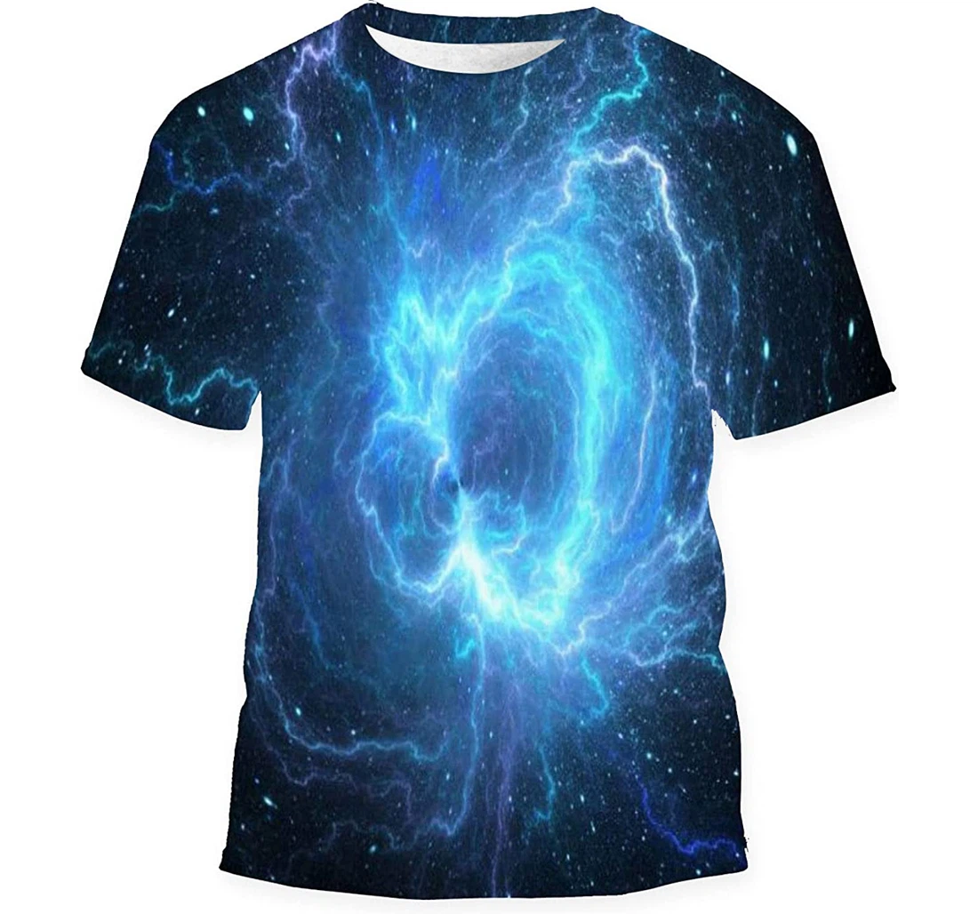 Blue Glowing Giant Lightning Energy Field - 3D Printed T-shirt, Long Sleeves Shirt