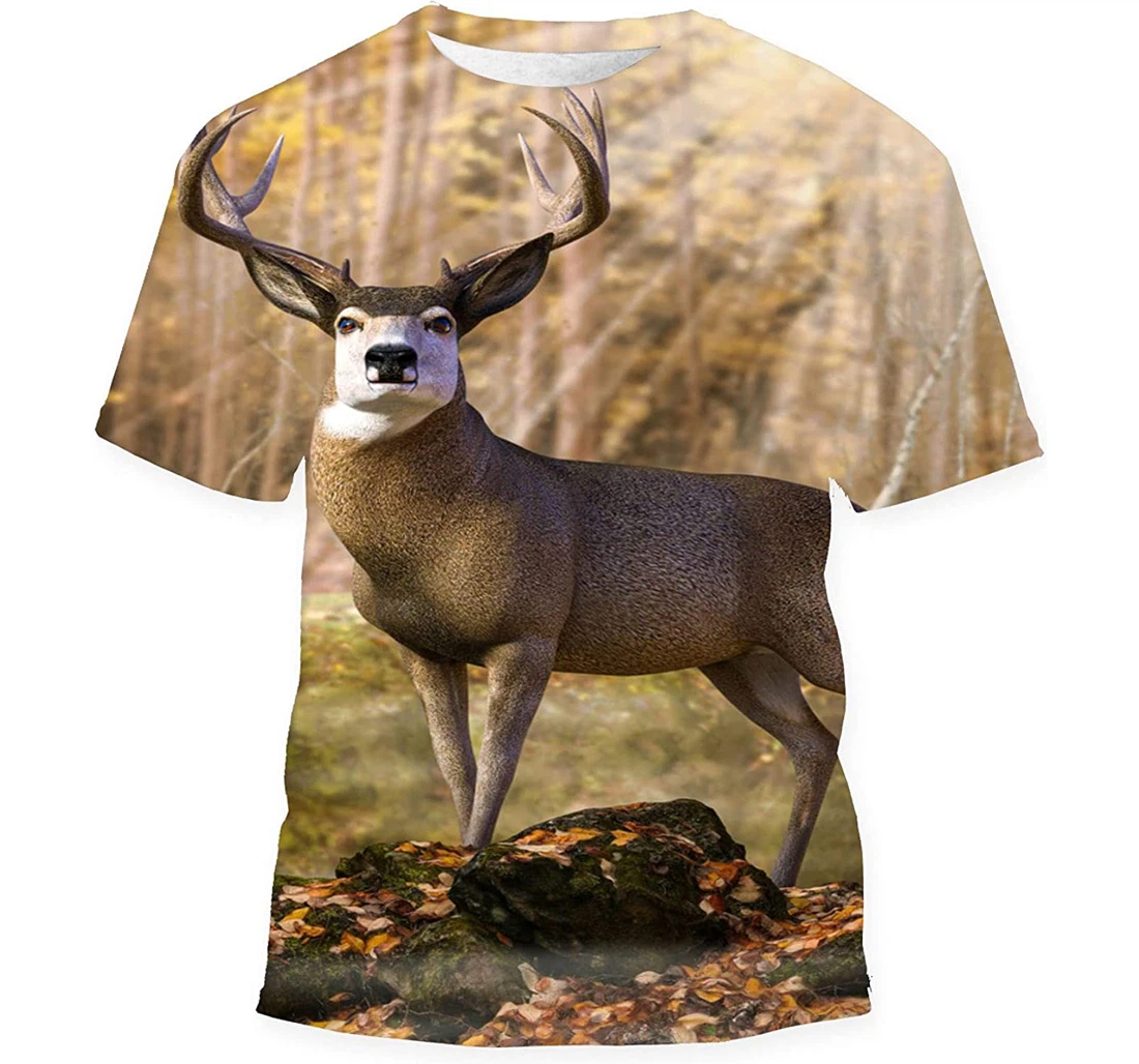 Antlers Five Point Noble Beautiful Deer - 3D Printed T-shirt, Long Sleeves Shirt