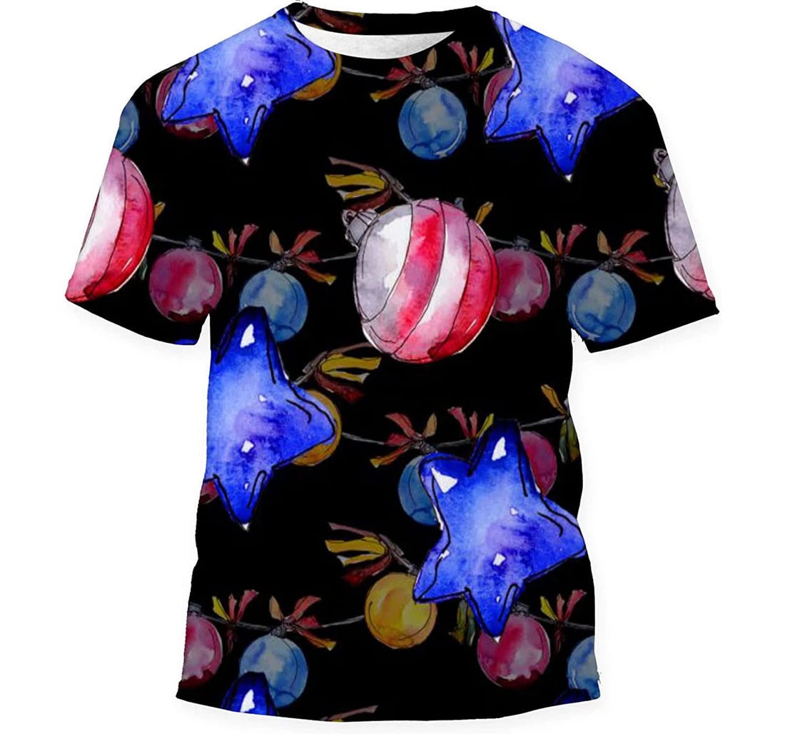 Christmas Winter Holiday Symbol Isolated Watercolor - 3D Printed T-shirt, Long Sleeves Shirt