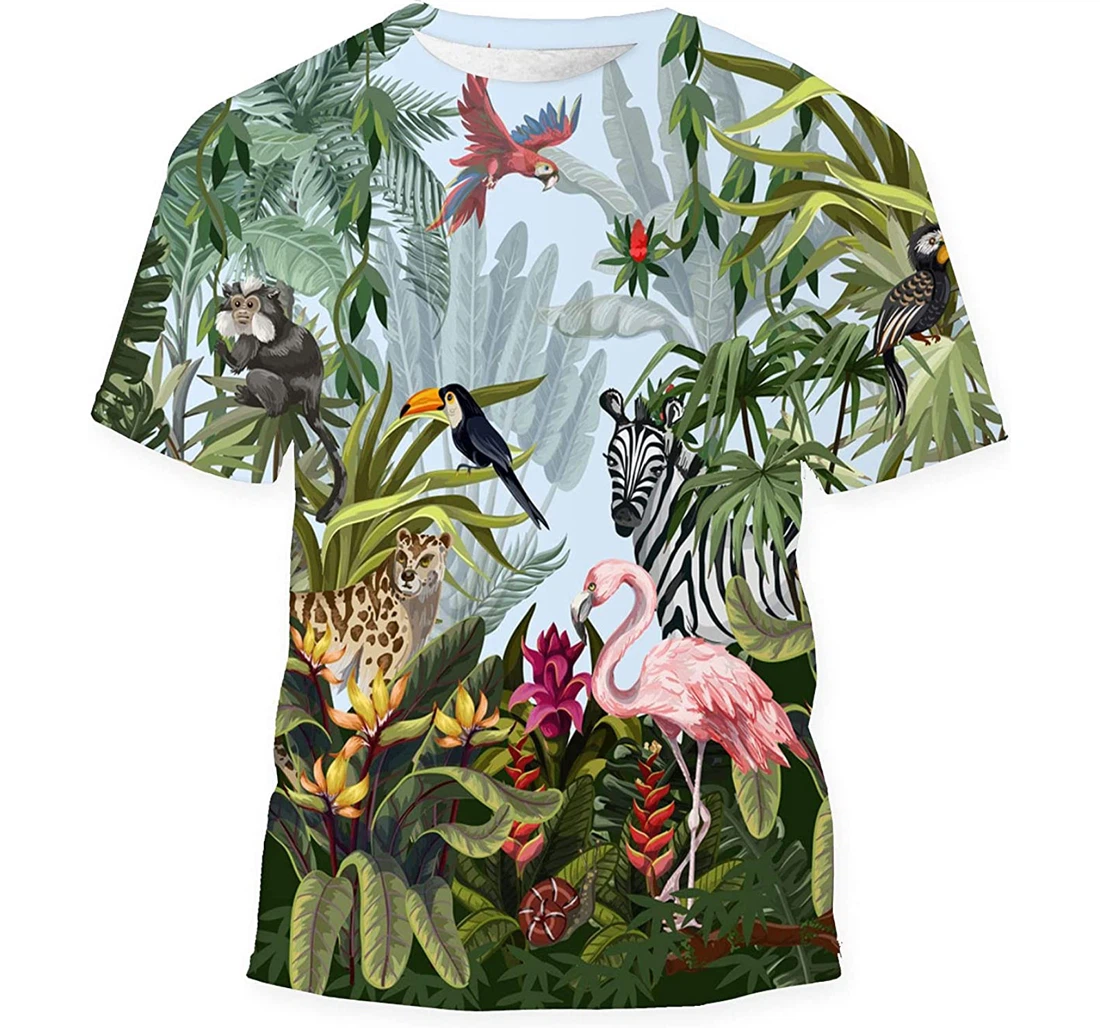 Jungle Landscape Wild Animals - 3D Printed T-shirt, Long Sleeves Shirt