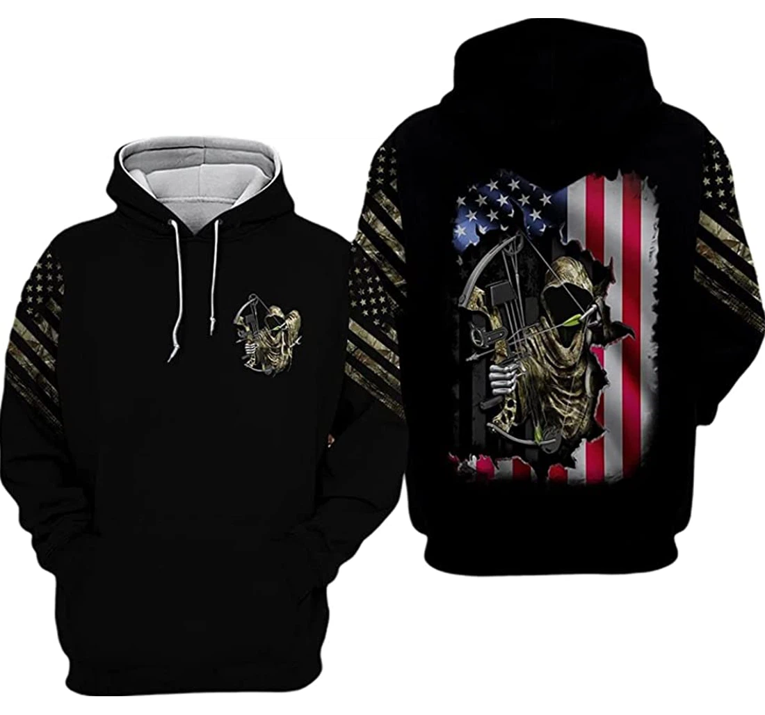Personalized American Bowhunting Us Crack Flag Included - 3D Printed Pullover Hoodie