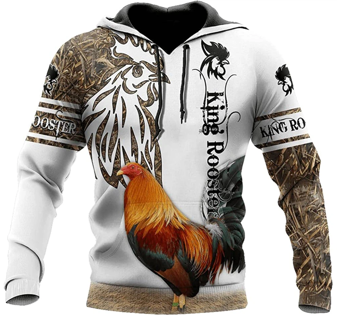 King Rooster Tattoo Camo Included - 3D Printed Pullover Hoodie