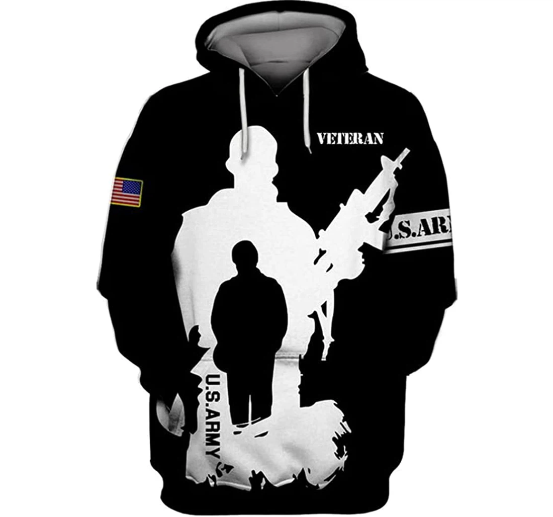 Us Army Veteran & White Included - 3D Printed Pullover Hoodie