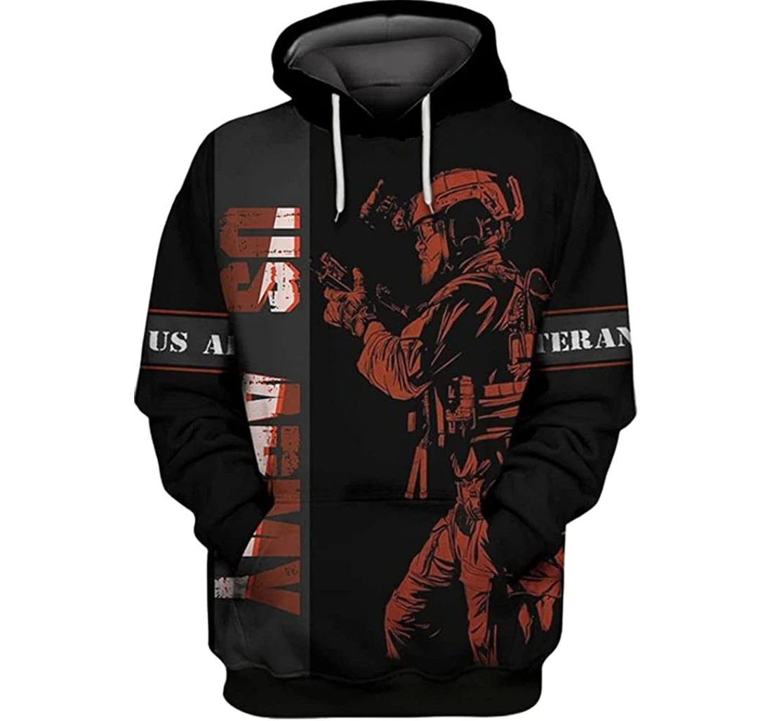 Us Army Veteran Red Included - 3D Printed Pullover Hoodie