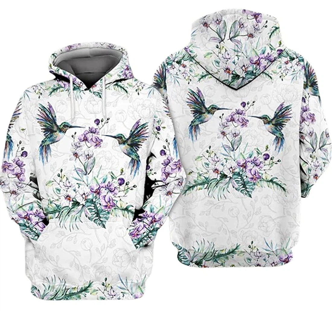 Hummingbird Flower Hummingbird Lover Included - 3D Printed Pullover Hoodie