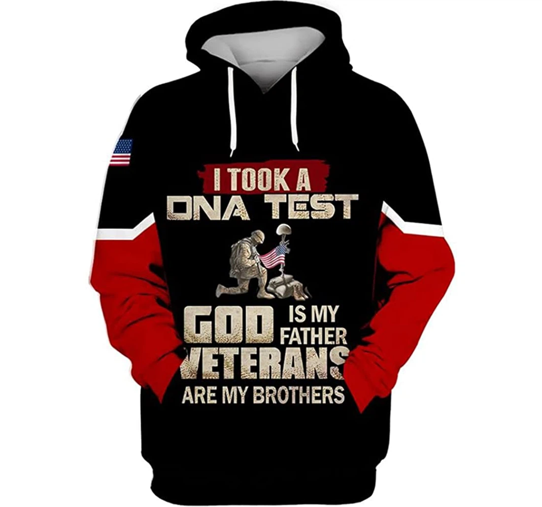 I Took A Dna Test God Is My Father Veterans Are My Brothers Included - 3D Printed Pullover Hoodie