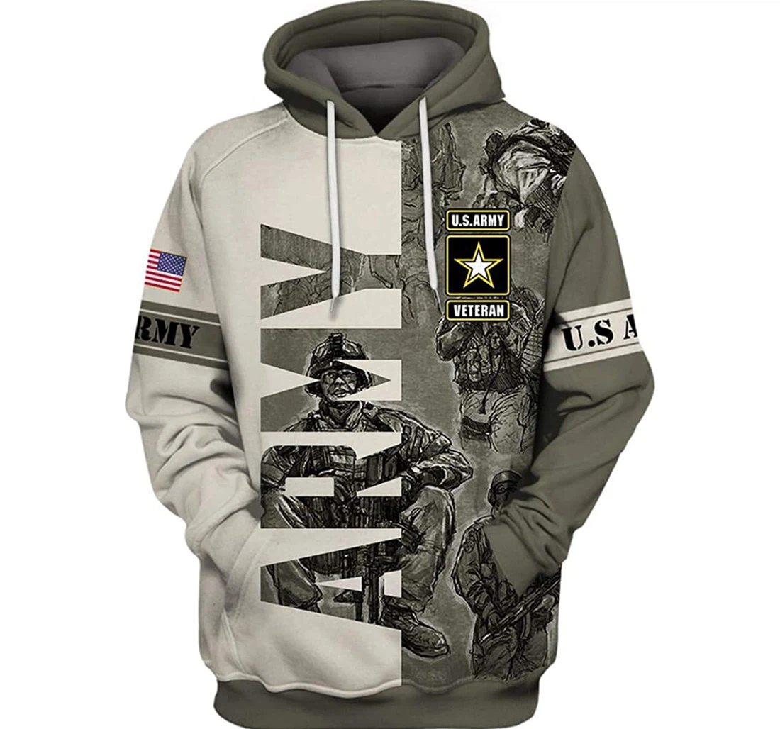 U.s Army Veteran White 1 Included - 3D Printed Pullover Hoodie