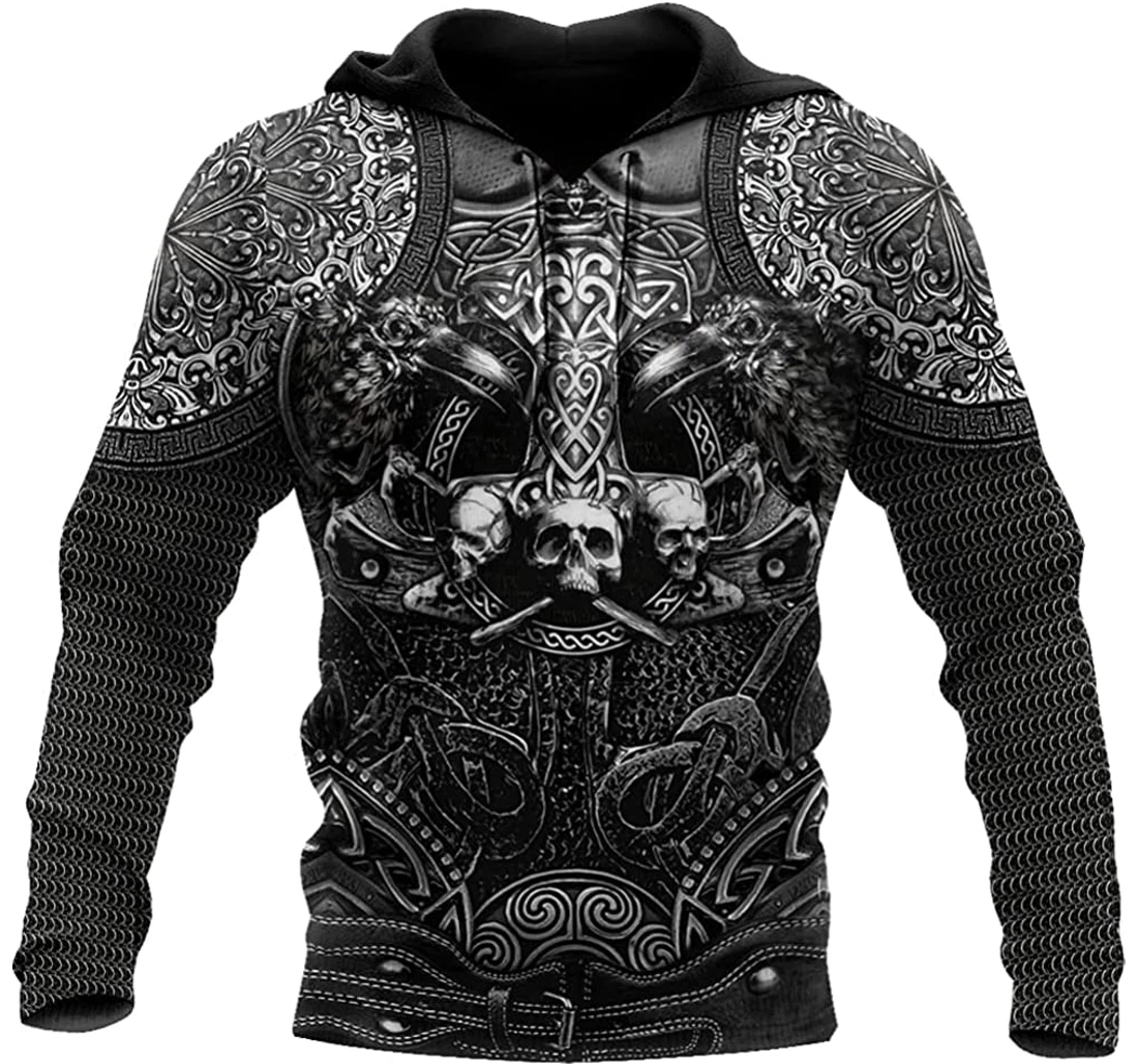 Personalized Name Viking Skull Pattern Unisex Included - 3D Printed Pullover Hoodie