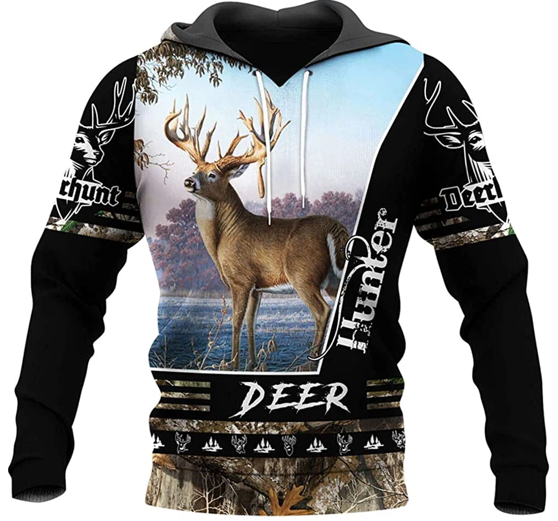 Deer Hunting Art Camo Included - 3D Printed Pullover Hoodie