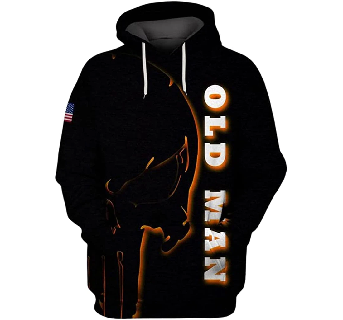 Us Veteran Old Man Skull Flag I Am A Grumpy Old Man Born On October 1st Unisex Included - 3D Printed Pullover Hoodie