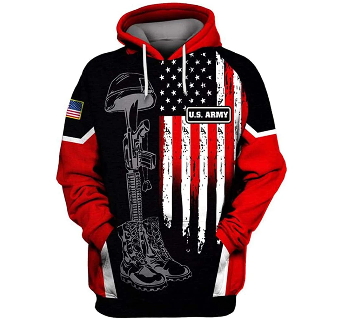 Us Army Flag I Am A Veteran-don't Thank Me Unisex Included - 3D Printed Pullover Hoodie