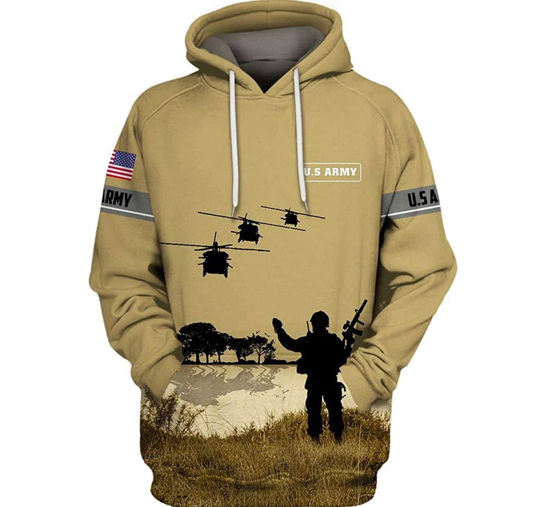 U.s Army America Flag Helicopter 8 Included - 3D Printed Pullover Hoodie