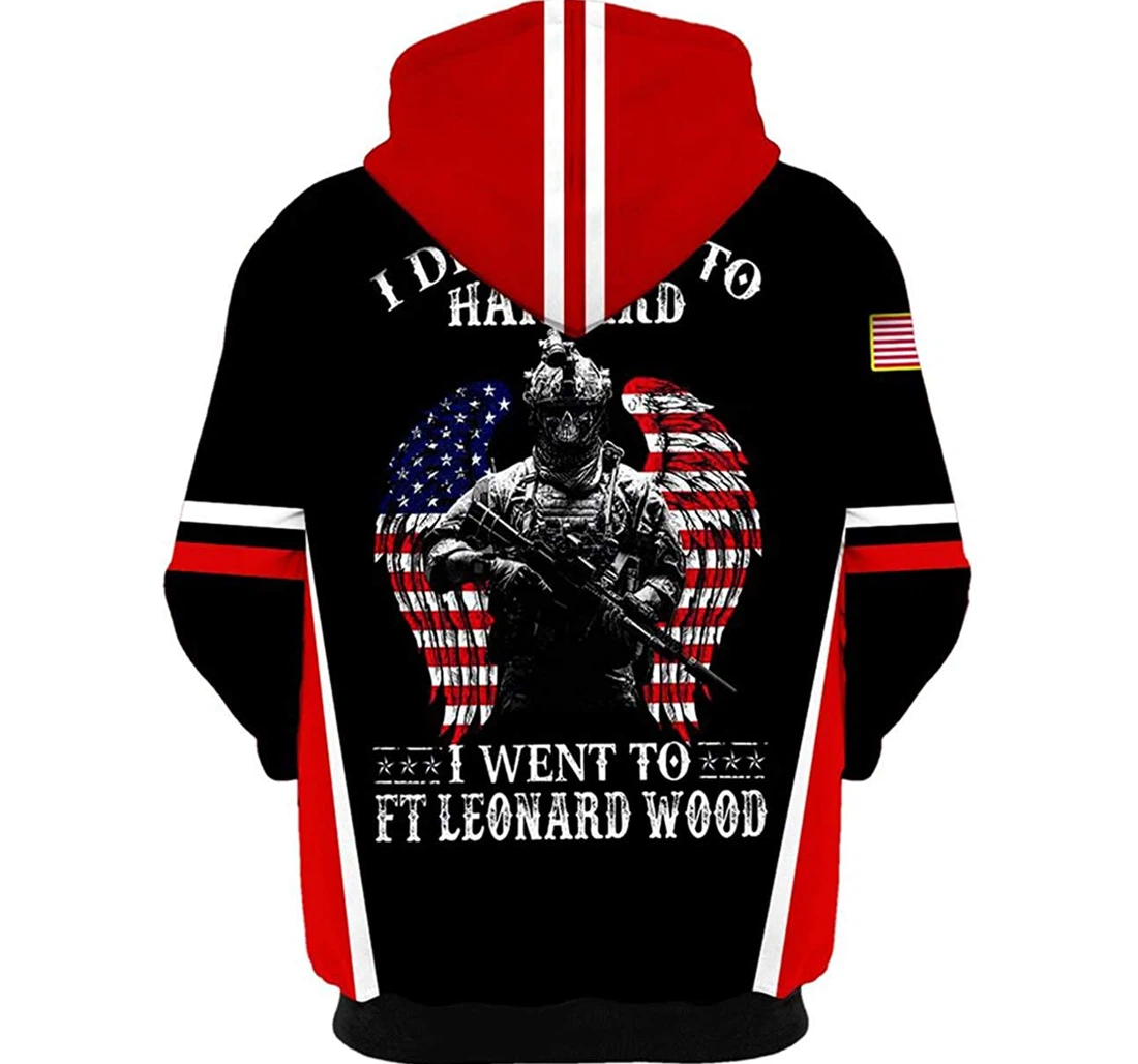 Us Army Veteran Wings Skull Flag I Wet To Ft Leonard Wood Unisex Included - 3D Printed Pullover Hoodie