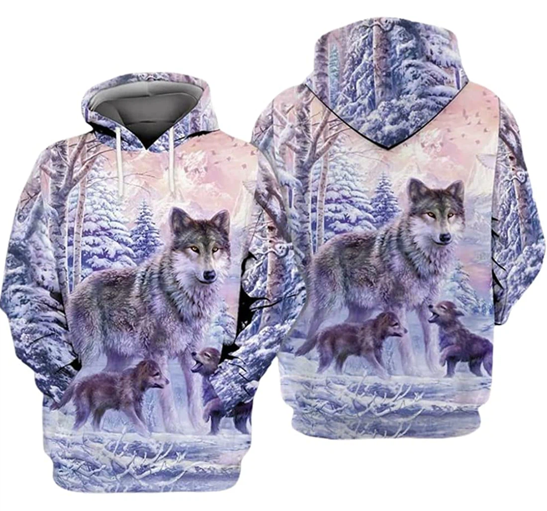 Wolf Snow Forest Art Unisex Included - 3D Printed Pullover Hoodie