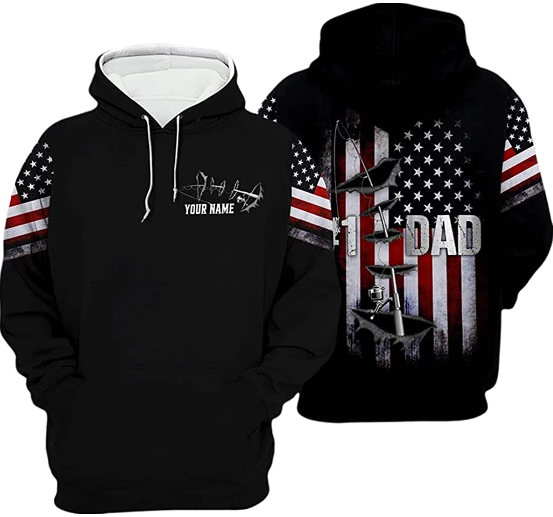 Personalized Name Father's Day Us Fishing Dad - 3D Printed Pullover Hoodie