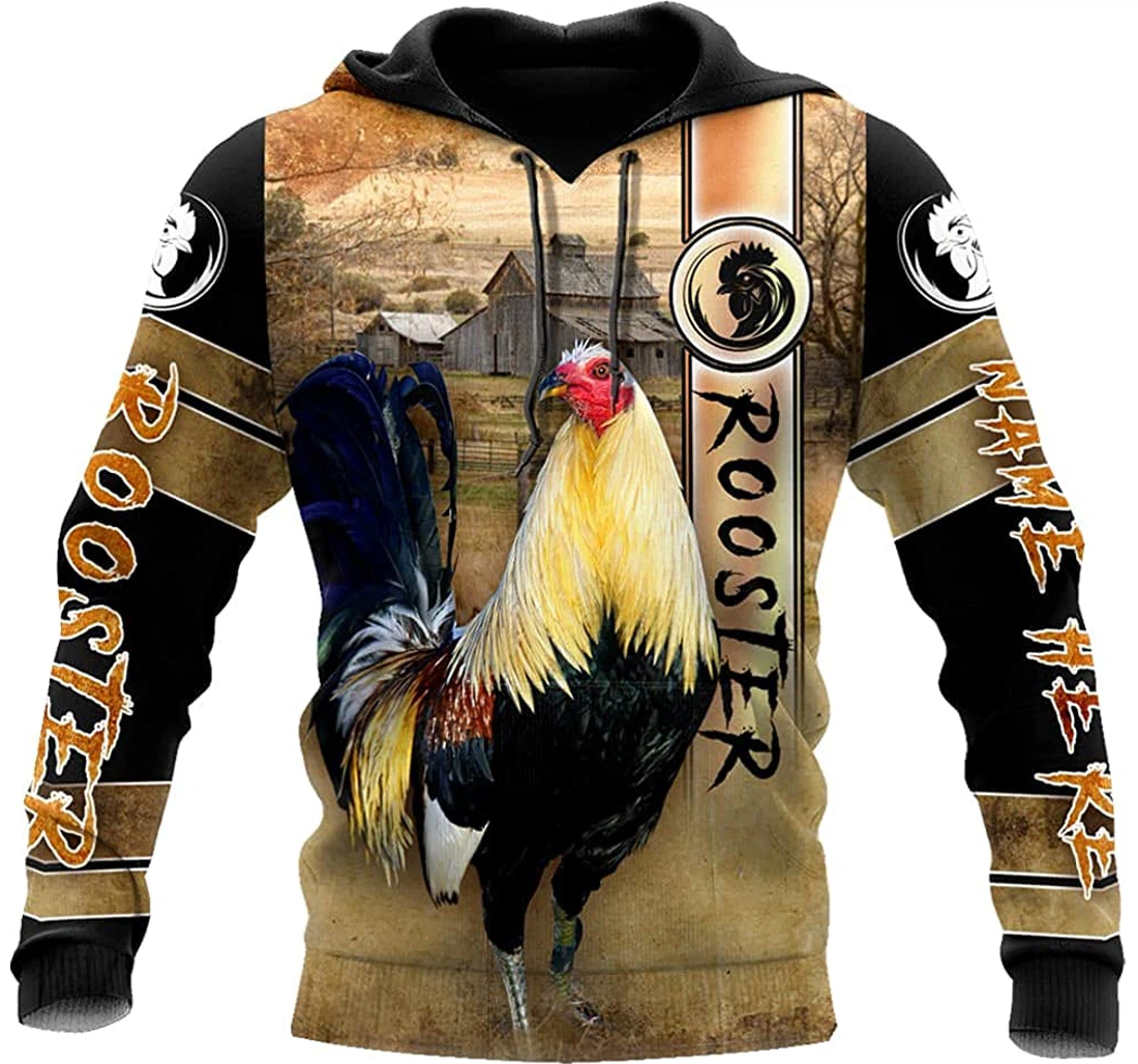 Personalized Name Rooster Chicken Farrm Art 1 Unisex Included - 3D Printed Pullover Hoodie