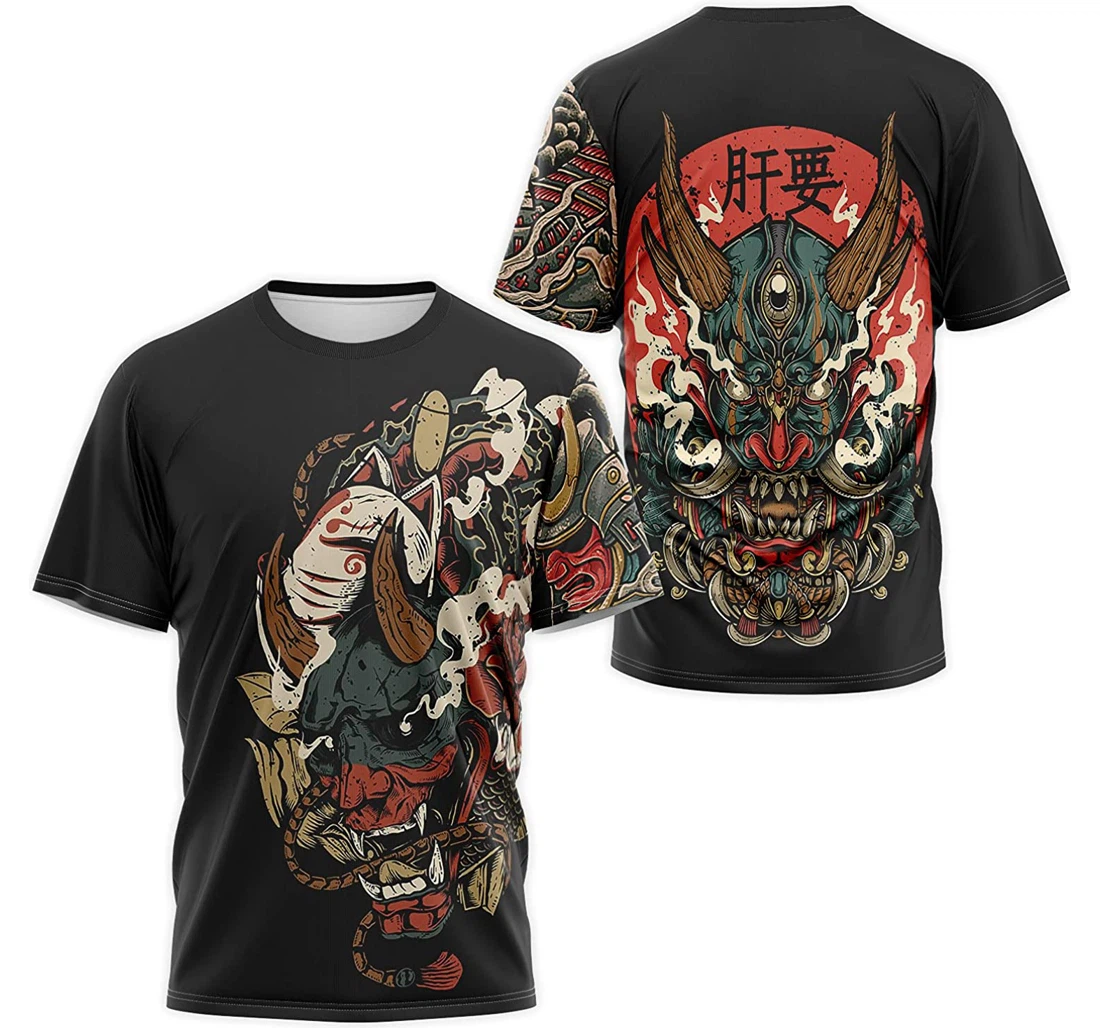 T-Shirt, Hoodie - Oni Demon Hannya Sun Japanese Tattoo 3D Printed