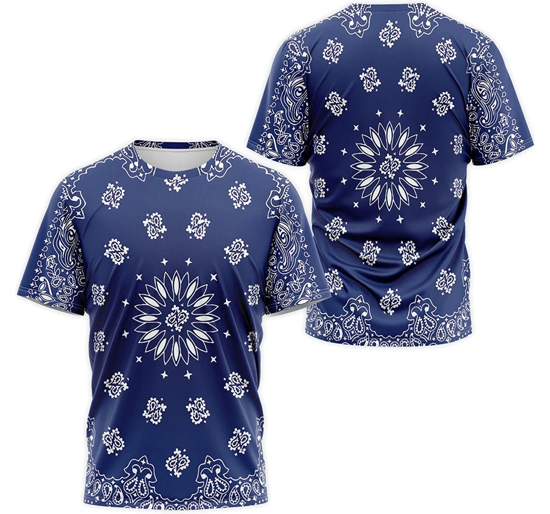 T-Shirt, Hoodie - Blue Bandana Mandala 3D Printed