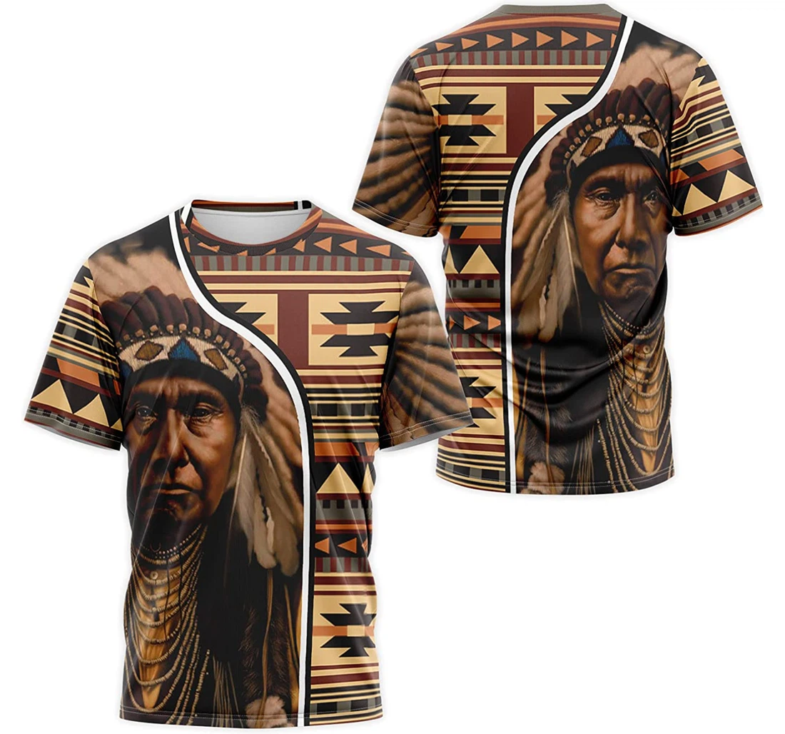 T-Shirt, Hoodie - Native American Chief Aztec Indians Geometric Tribal Sealess Pattern 3D Printed