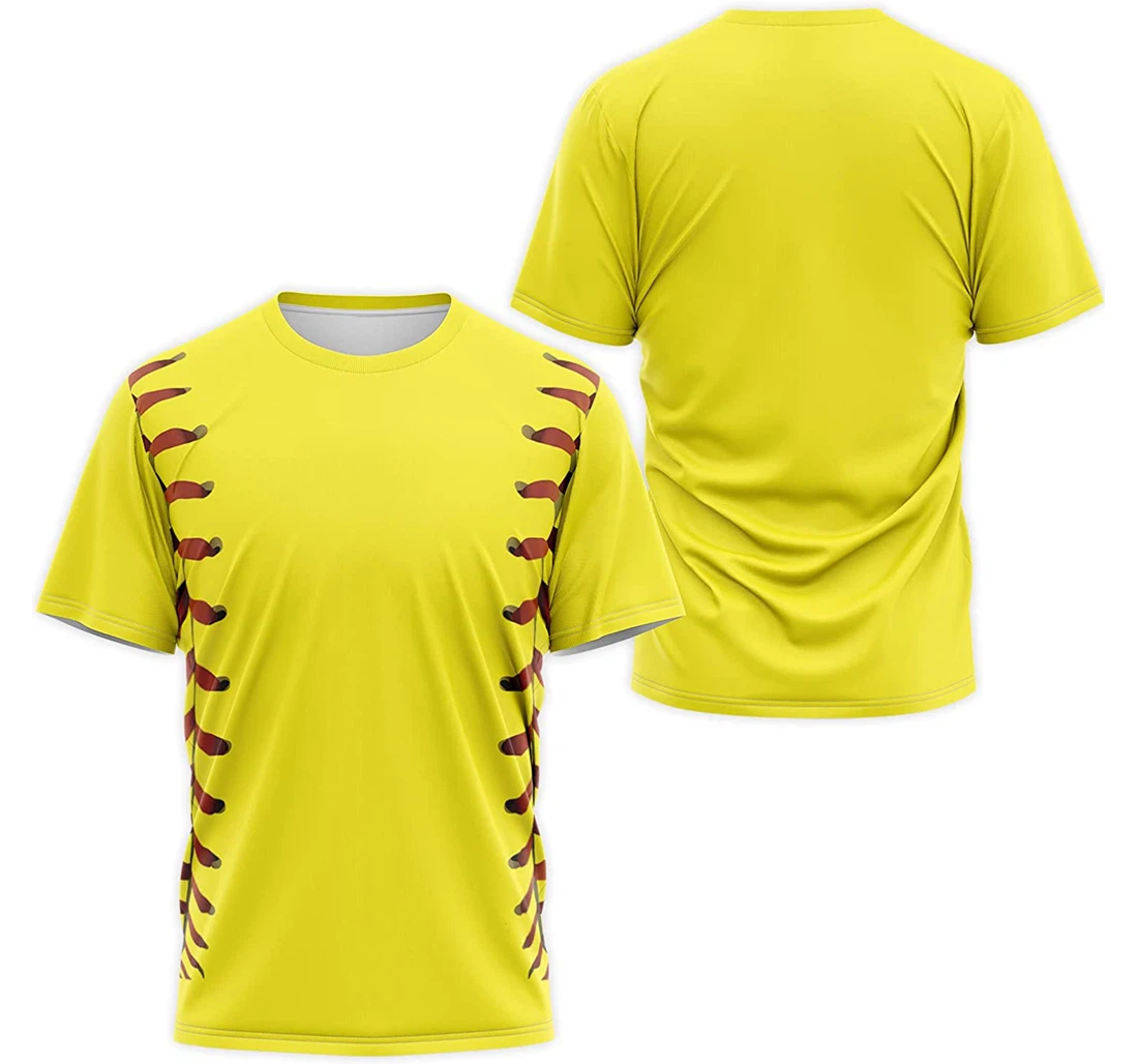 T-Shirt, Hoodie - Baseball Softball Lemon Yellow 3D Printed