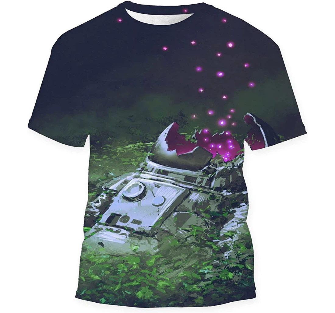 Remains Astronaut Glowing Insects Covered Plants - 3D Printed T-shirt, Long Sleeves Shirt