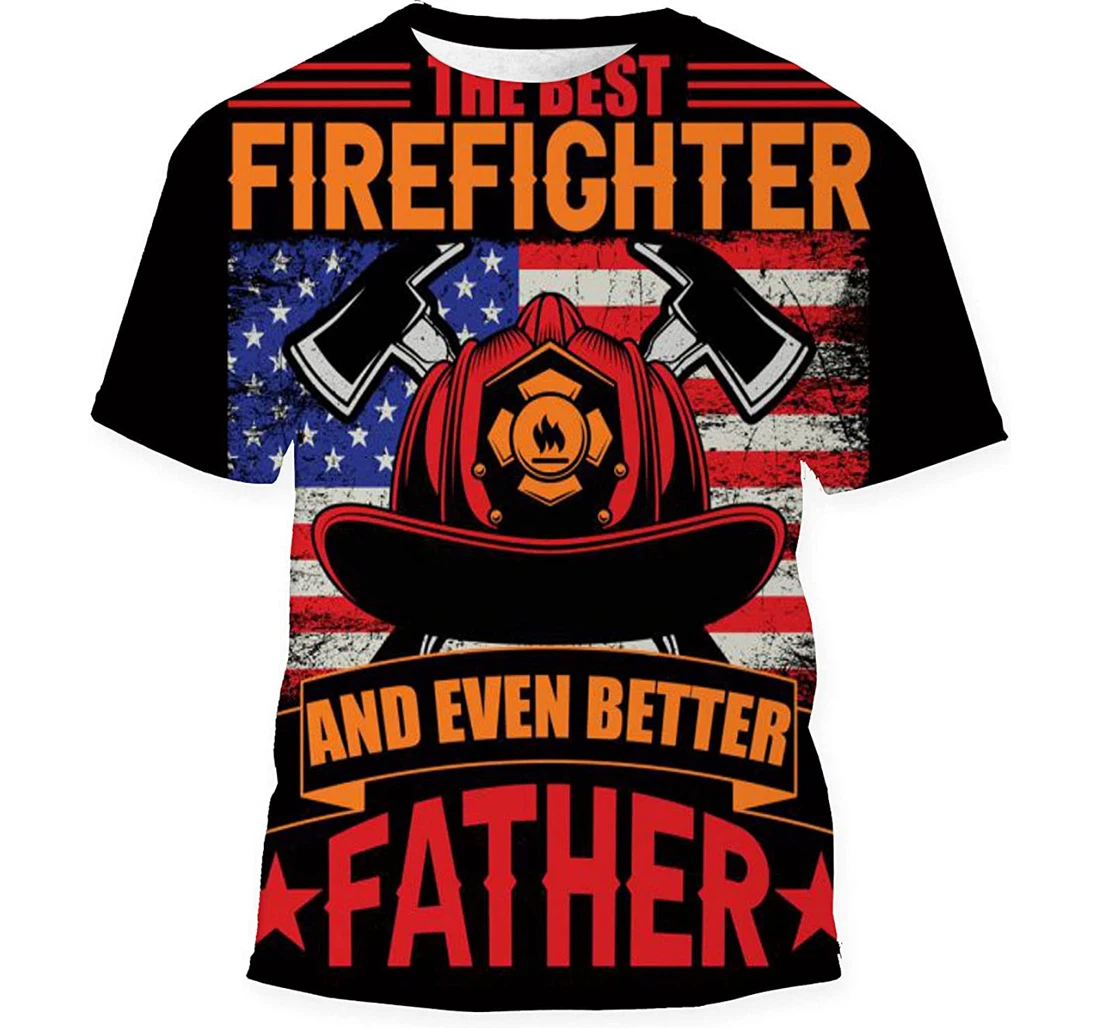 Firefighter Father Premium Designs - 3D Printed T-shirt, Long Sleeves Shirt